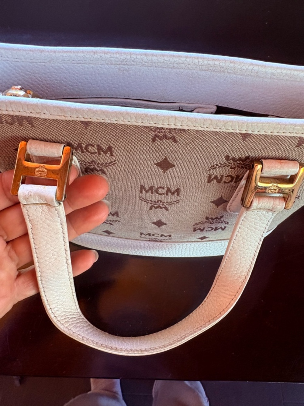 MCM Jacquard Mini Shoulder Tote Bag with gold hardware - Picture 12 of 15